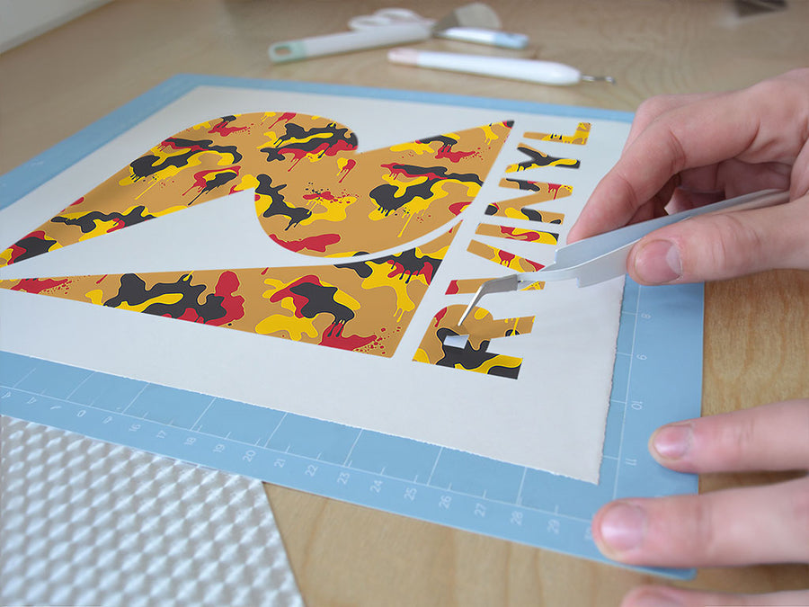 mustard splatter camouflage Easy Weed Craft Vinyl