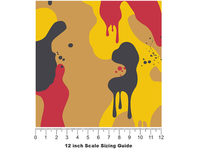 Mustard Splatter Camouflage Vinyl Film Pattern Size 12 inch Scale~Rwraps Mustard Splatter Camouflage Sizing Chart~3