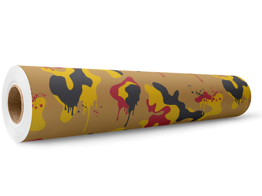 Mustard Splatter Camouflage Wrap Film Wholesale Roll~Rwraps Series 914 Digitally Printed Vinyl Roll~5