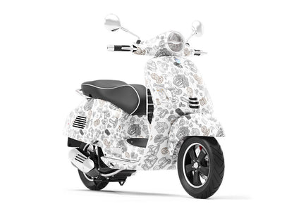 Mycelium Outlines Mushroom Vespa Scooter Wrap Film