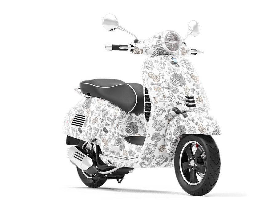 Mycelium Outlines Mushroom Vespa Scooter Wrap Film