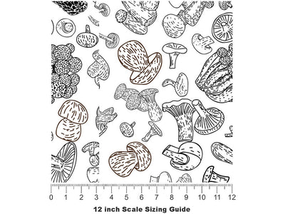 Mycelium Outlines Mushroom Vinyl Film Pattern Size 12 inch Scale~Rwraps Mycelium Outlines Mushroom Sizing Chart~2