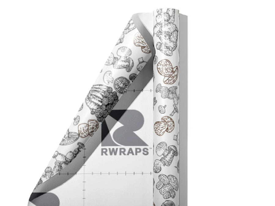Mycelium Outlines Mushroom Wrap Film Sheets~Rwraps Series 914 Mycelium Outlines Mushroom Scrolled Sheet~3