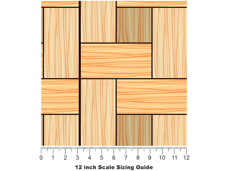 Natural Pinwheels Wooden Parquet Vinyl Film Pattern Size 12 inch Scale~Rwraps Natural Pinwheels Wooden Parquet Sizing Chart~3