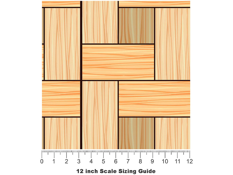 Natural Pinwheels Wooden Parquet Vinyl Film Pattern Size 12 inch Scale~Rwraps Natural Pinwheels Wooden Parquet Sizing Chart~3