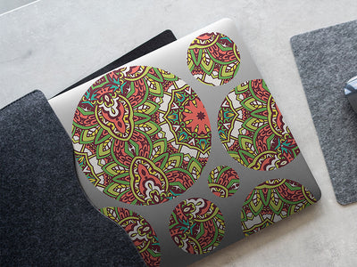 naturalistic leaves mandala DIY Laptop Stickers