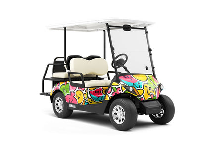 Naturally Sweet Sticker Bomb Wrapped Golf Cart