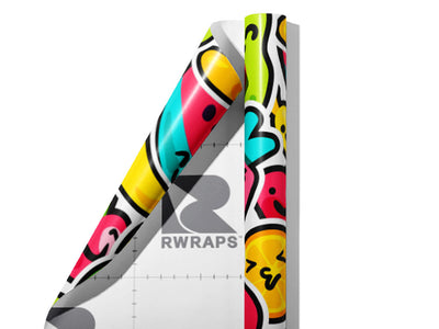 Naturally Sweet Sticker Bomb Wrap Film Sheets~Rwraps Series 914 Naturally Sweet Sticker Bomb Scrolled Sheet~4