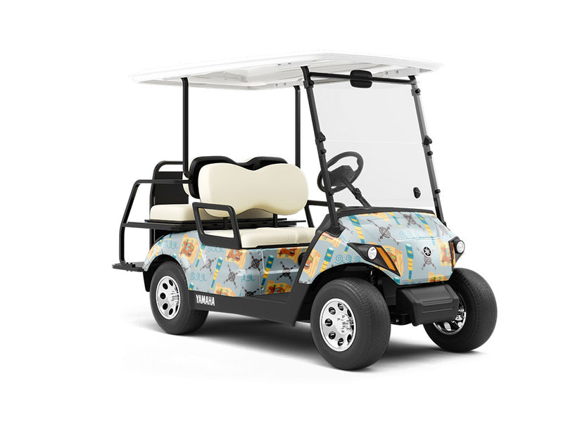 Nautical Navigation Pirate Wrapped Golf Cart