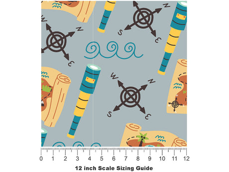 Nautical Navigation Pirate Vinyl Film Pattern Size 12 inch Scale~Rwraps Nautical Navigation Pirate Sizing Chart~2