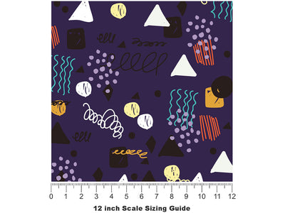 Navy Awoken Abstract Vinyl Film Pattern Size 12 inch Scale~Rwraps Navy Awoken Abstract Sizing Chart~2
