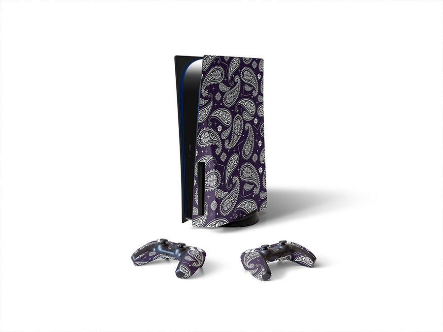 navy blues paisley Sony PS5 DIY Skin