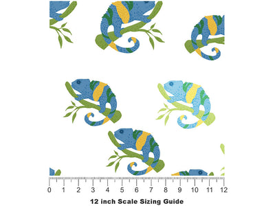 Navy Chameleons Reptile Vinyl Film Pattern Size 12 inch Scale~Rwraps Navy Chameleons Reptile Sizing Chart~2