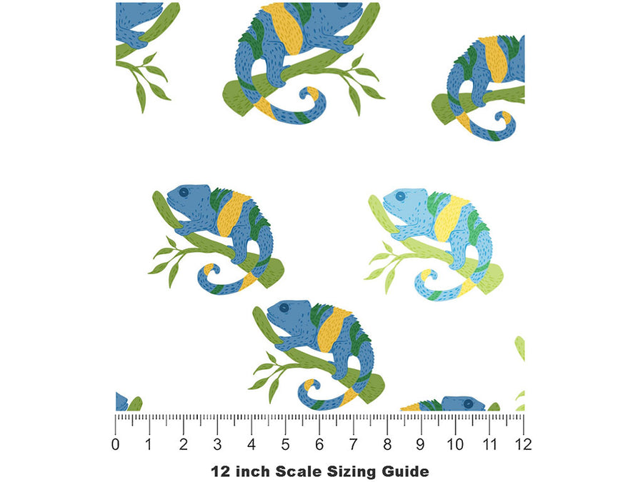 Navy Chameleons Reptile Vinyl Film Pattern Size 12 inch Scale~Rwraps Navy Chameleons Reptile Sizing Chart~2