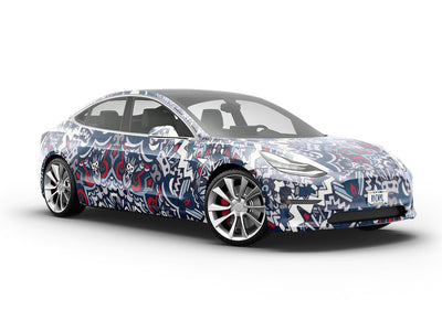 Navy Solitaire Mandala Vehicle Vinyl Wrap