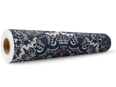 Navy Solitaire Mandala Wrap Film Wholesale Roll~Rwraps Series 914 Digitally Printed Vinyl Roll~5