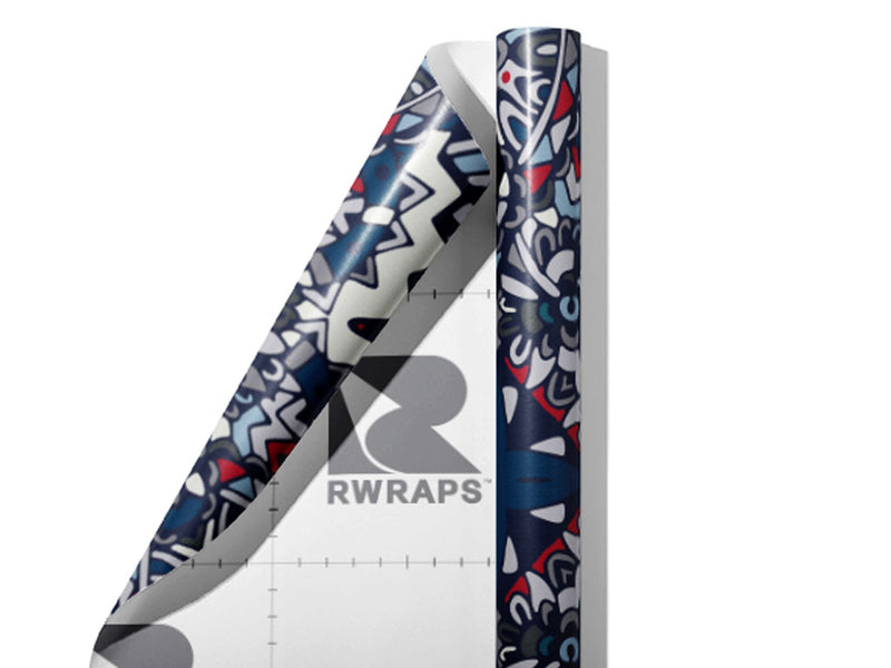 Navy Solitaire Mandala Wrap Film Sheets~Rwraps Series 914 Navy Solitaire Mandala Scrolled Sheet~3