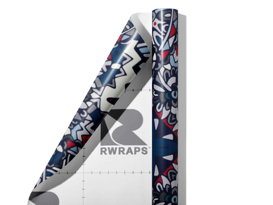 Navy Solitaire Mandala Wrap Film Sheets~Rwraps Series 914 Navy Solitaire Mandala Scrolled Sheet~3