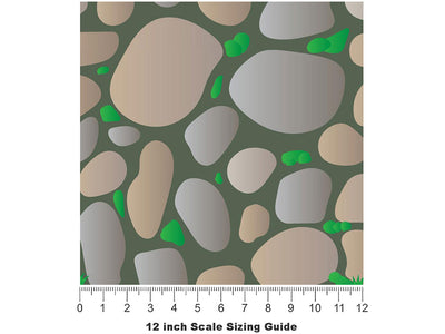 Neglected Courtyard Cobblestone Vinyl Film Pattern Size 12 inch Scale~Rwraps Neglected Courtyard Cobblestone Sizing Chart~3
