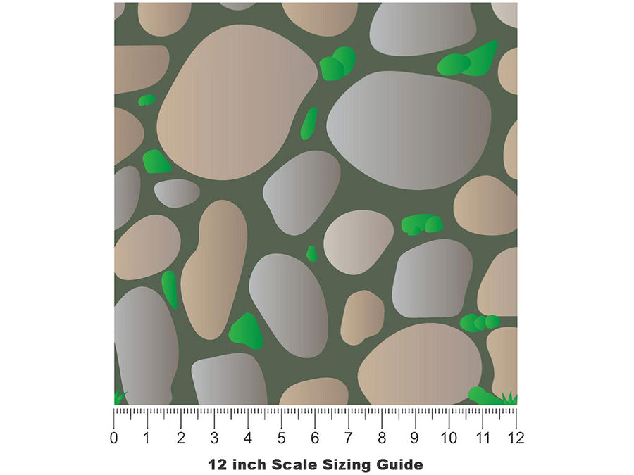Neglected Courtyard Cobblestone Vinyl Film Pattern Size 12 inch Scale~Rwraps Neglected Courtyard Cobblestone Sizing Chart~3