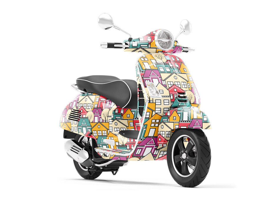 Neighborhood Association Cityscape Vespa Scooter Wrap Film