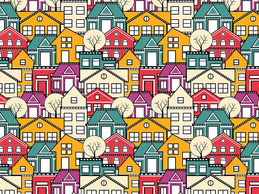 Neighborhood Association Cityscape Vinyl Wrap Pattern~Rwraps Series 914 Digitally Printed Vinyl Wrap~0