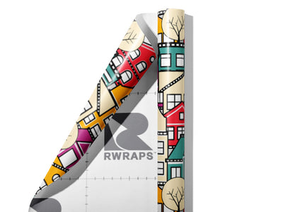 Neighborhood Association Cityscape Wrap Film Sheets~Rwraps Series 914 Neighborhood Association Cityscape Scrolled Sheet~4