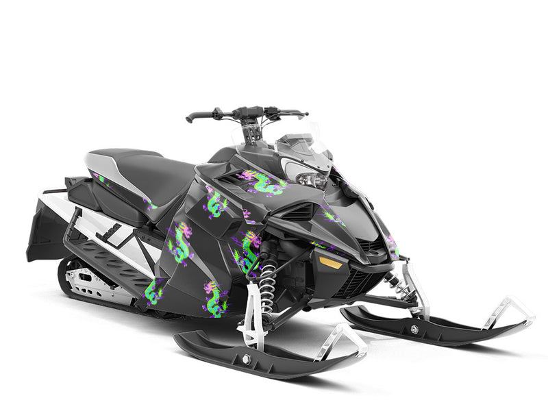Neon Aggression Fantasy Custom Wrapped Snowmobile