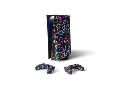 neon bowling abstract geometric Sony PS5 DIY Skin