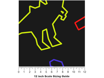 Neon Champions Dinosaur Vinyl Film Pattern Size 12 inch Scale~Rwraps Neon Champions Dinosaur Sizing Chart~2