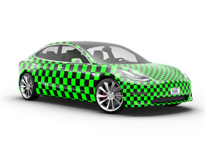 Neon Checkered Vehicle Vinyl Wrap