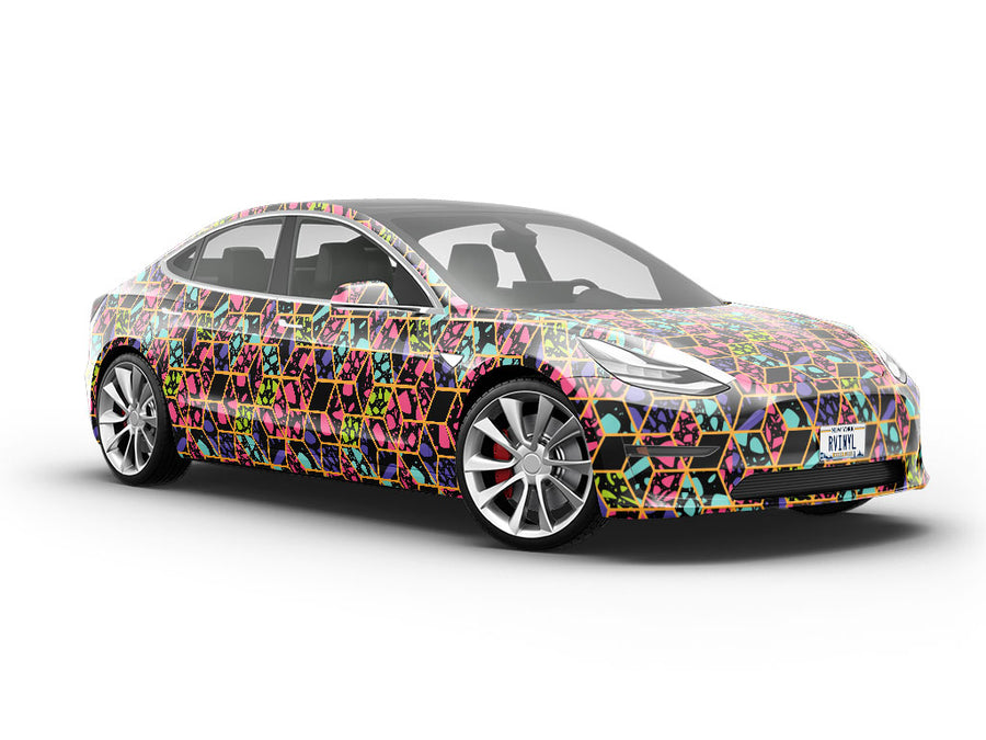 Neon Cube Tile Vehicle Vinyl Wrap