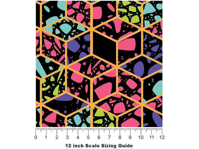 Neon Cube Tile Vinyl Film Pattern Size 12 inch Scale~Rwraps Neon Cube Tile Sizing Chart~3