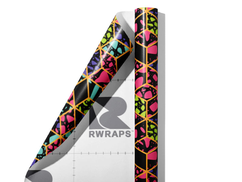 Neon Cube Tile Wrap Film Sheets~Rwraps Series 914 Neon Cube Tile Scrolled Sheet~4