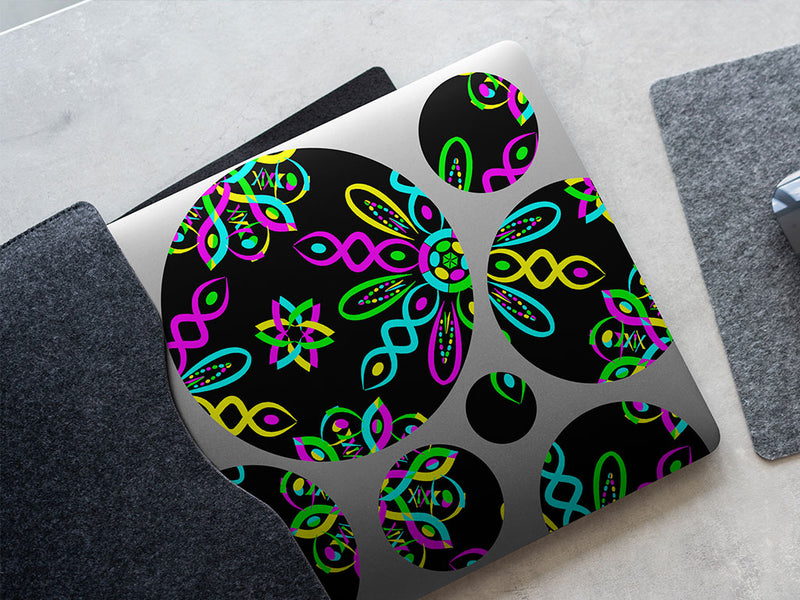 neon dna mandala DIY Laptop Stickers