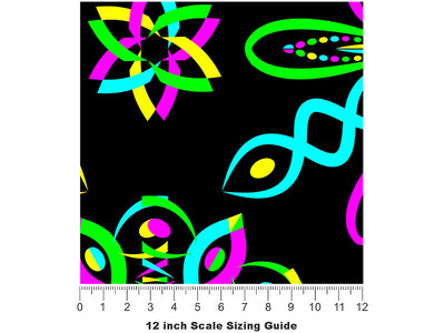 Neon DNA Mandala Vinyl Film Pattern Size 12 inch Scale~Rwraps Neon DNA Mandala Sizing Chart~2