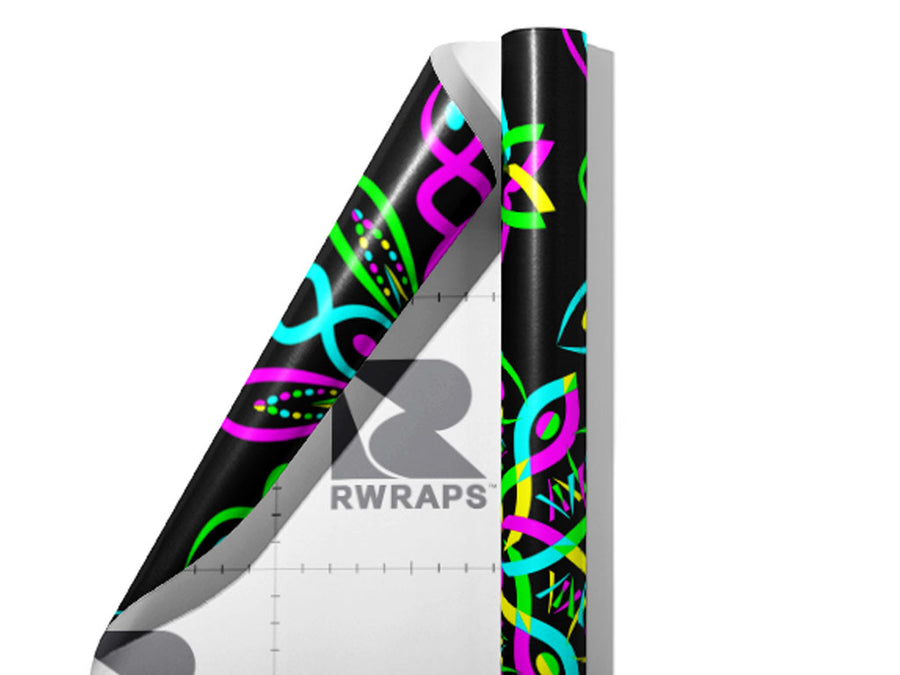 Neon DNA Mandala Wrap Film Sheets~Rwraps Series 914 Neon DNA Mandala Scrolled Sheet~3