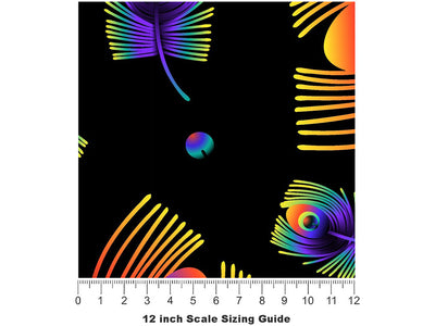 Neon Eyes Birds Vinyl Film Pattern Size 12 inch Scale~Rwraps Neon Eyes Birds Sizing Chart~2
