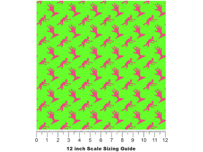 Neon Frights Zombie Vinyl Film Pattern Size 12 inch Scale~Rwraps Neon Frights Zombie Sizing Chart~2