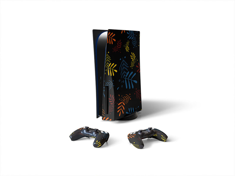 neon fronds floral Sony PS5 DIY Skin