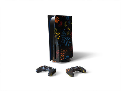 neon fronds floral Sony PS5 DIY Skin