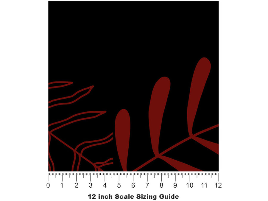 Neon Fronds Floral Vinyl Film Pattern Size 12 inch Scale~Rwraps Neon Fronds Floral Sizing Chart~2