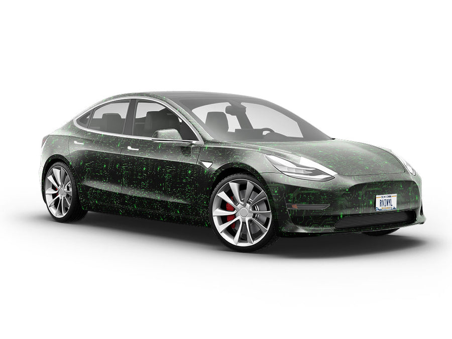Neon Green Technology Vehicle Vinyl Wrap