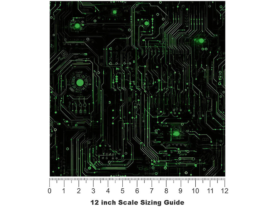 Neon Green Technology Vinyl Film Pattern Size 12 inch Scale~Rwraps Neon Green Technology Sizing Chart~3