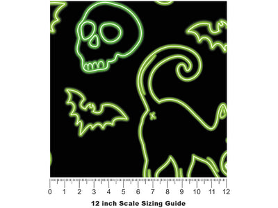 Neon Omens Halloween Vinyl Film Pattern Size 12 inch Scale~Rwraps Neon Omens Halloween Sizing Chart~2