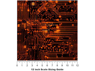 Neon Orange Technology Vinyl Film Pattern Size 12 inch Scale~Rwraps Neon Orange Technology Sizing Chart~3