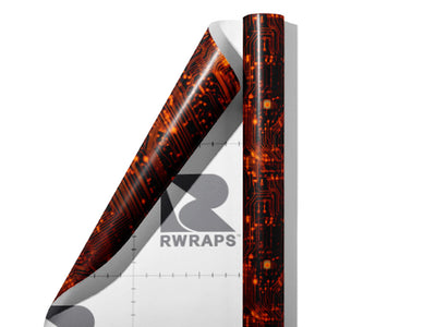 Neon Orange Technology Wrap Film Sheets~Rwraps Series 914 Neon Orange Technology Scrolled Sheet~4