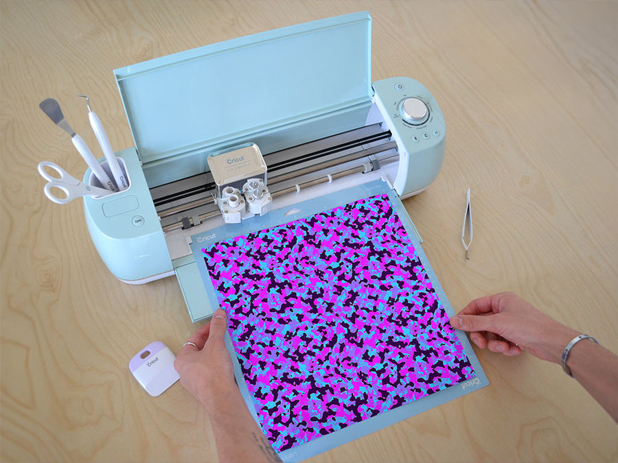 neon periwinkle camouflage Cricut Compatible Vinyl