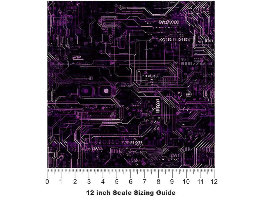 Neon Purple Technology Vinyl Film Pattern Size 12 inch Scale~Rwraps Neon Purple Technology Sizing Chart~3