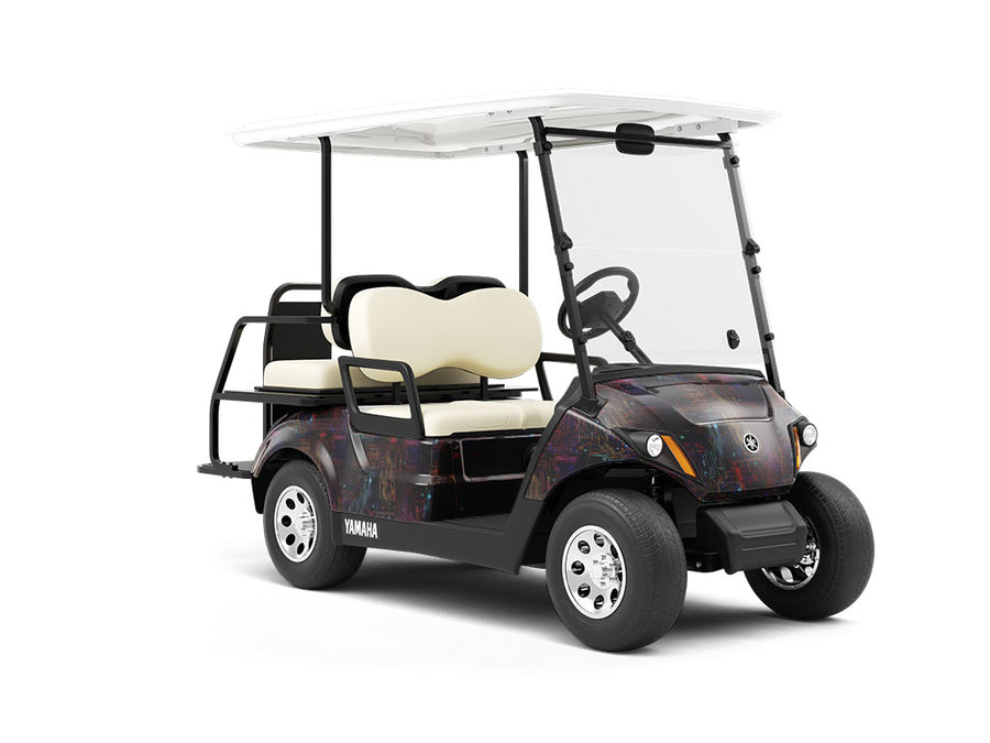 Neon Rainbow Technology Wrapped Golf Cart
